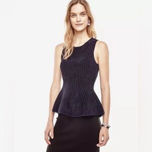 Ann Taylor - Striped Sleeveless Peplum